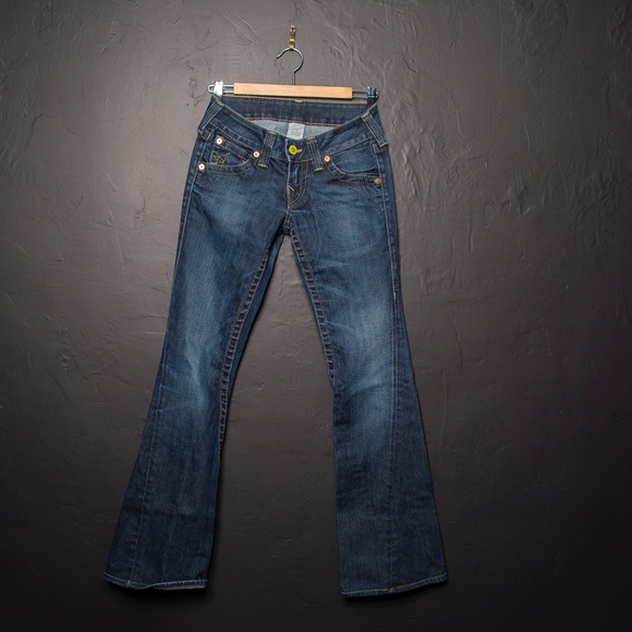 True Religion Straight Leg Leather Label Jeans 26 - Picture 3 of 8